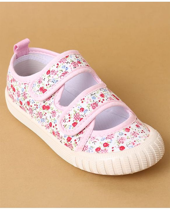Cute Walk by Babyhug Velcro Closure Casual Shoes with Floral Print - Purple