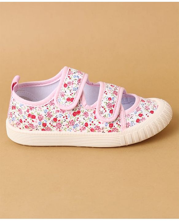 Cute Walk by Babyhug Velcro Closure Casual Shoes with Floral Print - Purple