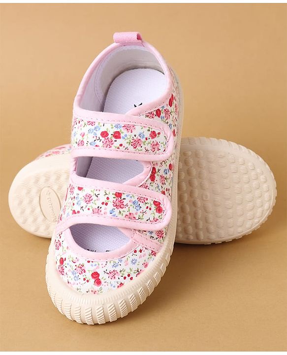 Cute Walk by Babyhug Velcro Closure Casual Shoes with Floral Print - Purple