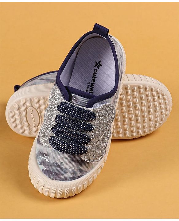 Cute Walk by Babyhug Slip On Casual Shoes with Marble Design & Glitter Detailing - Blue