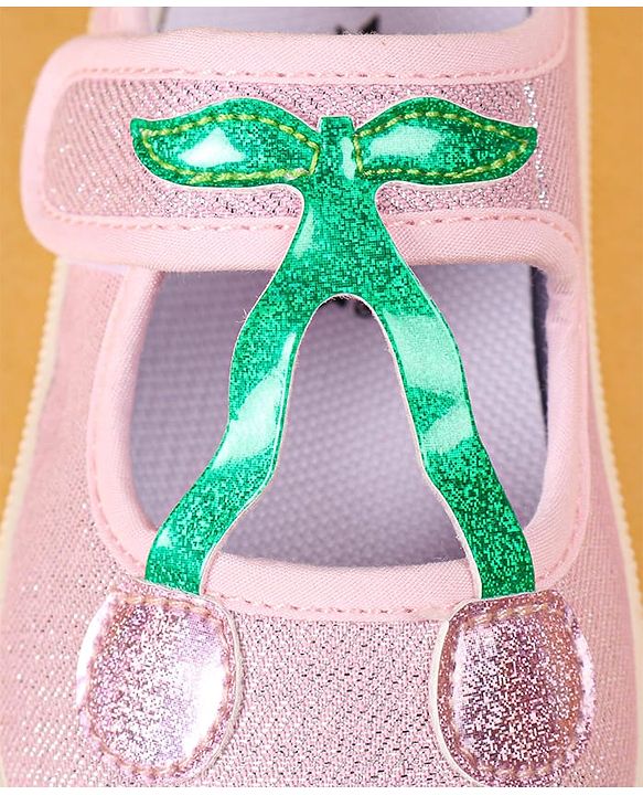 Cute Walk by Babyhug Casual Shoes with Velcro Closure & Cherry Applique - Silver