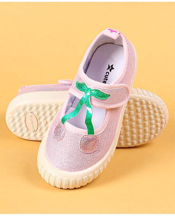 Cute Walk by Babyhug Casual Shoes with Velcro Closure & Cherry Applique - Silver