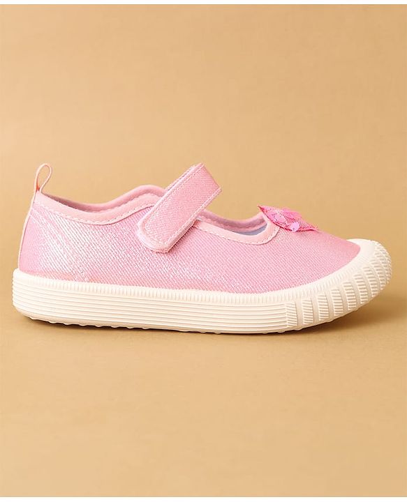 Cute Walk by Babyhug Velcro Closure Casual Shoes with Sequin Heart Applique - Fuchsia