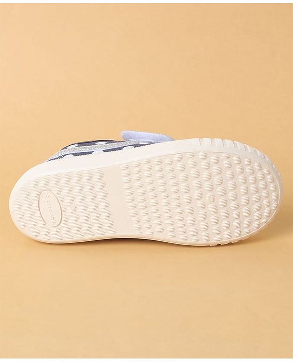 Cute Walk by Babyhug Polka Dots Printed Casual Shoes with Heart Bow Applique & Velcro Closure - Navy Blue