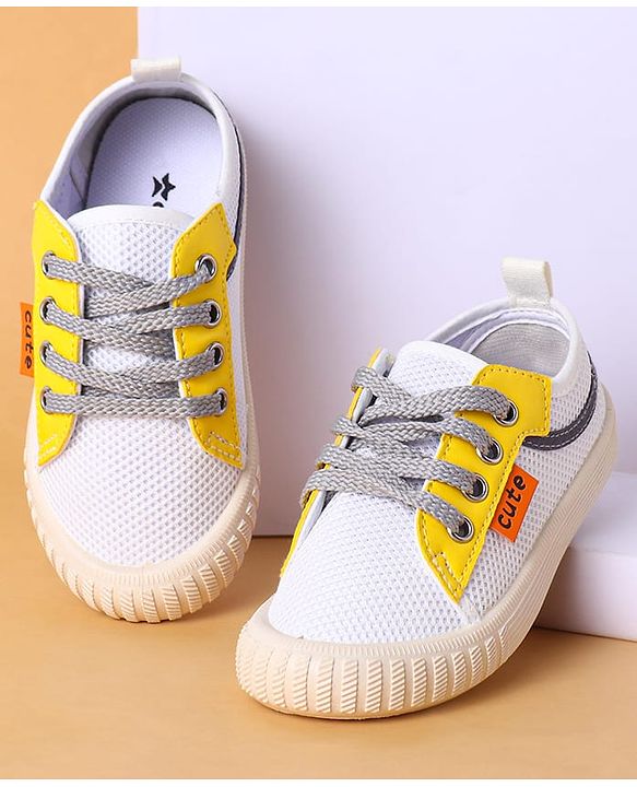 Cute Walk by Babyhug Lace Up Closure Casual Shoes with Colour Block Design - Yellow