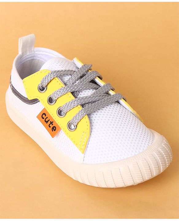 Cute Walk by Babyhug Lace Up Closure Casual Shoes with Colour Block Design - Yellow