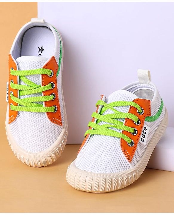 Cute Walk by Babyhug Lace Up Closure Casual Shoes with Colour Block Design - Orange