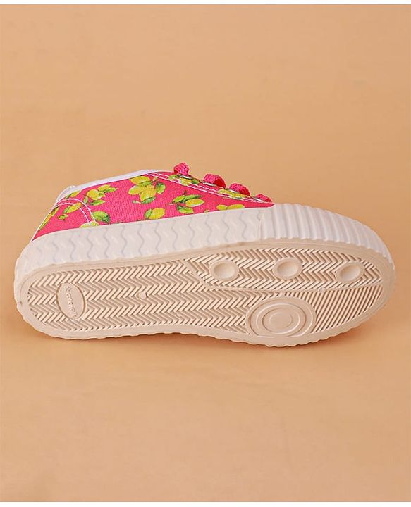 Cute Walk by Babyhug Casual Shoes with Lace Up Closure & Fruits Print - Fuchsia
