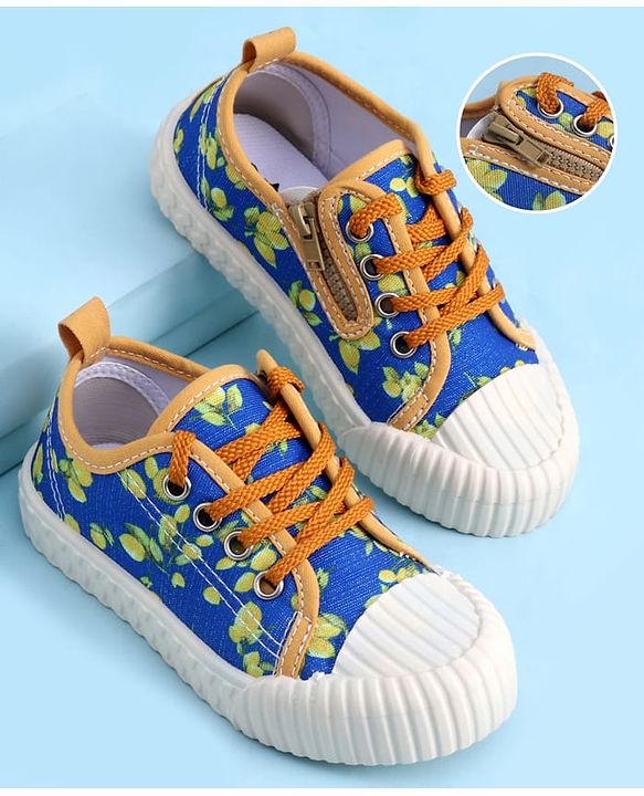 Cute Walk by Babyhug Casual Shoes with Lace Up Closure & Fruits Print - Fuchsia
