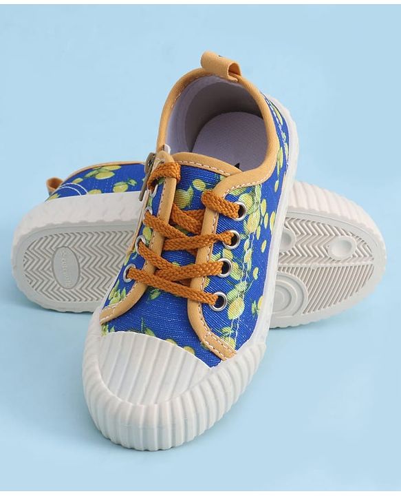 Cute Walk by Babyhug Casual Shoes with Lace Up Closure & Fruits Print - Fuchsia
