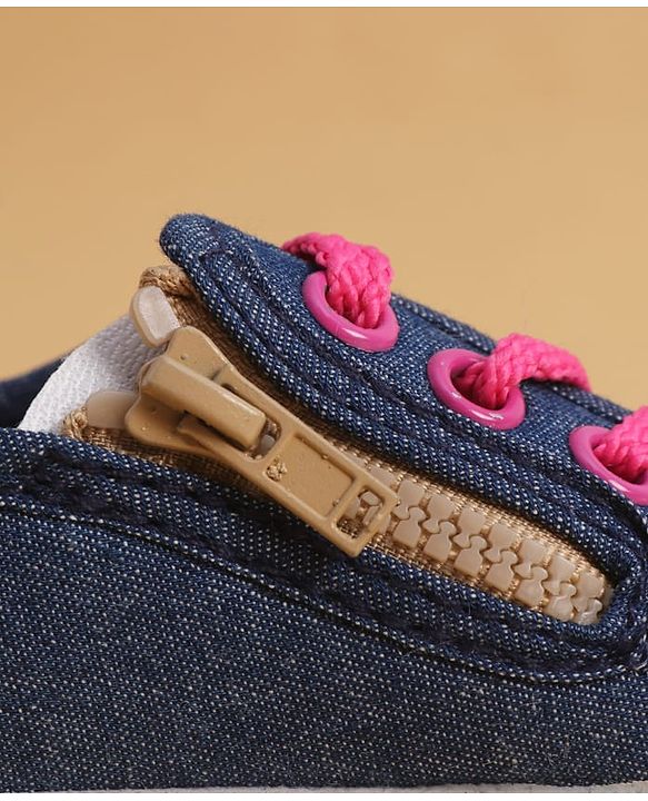 Cute Walk by Babyhug Lace Up Closure Casual Shoes with Sequin Applique - Fuchsia
