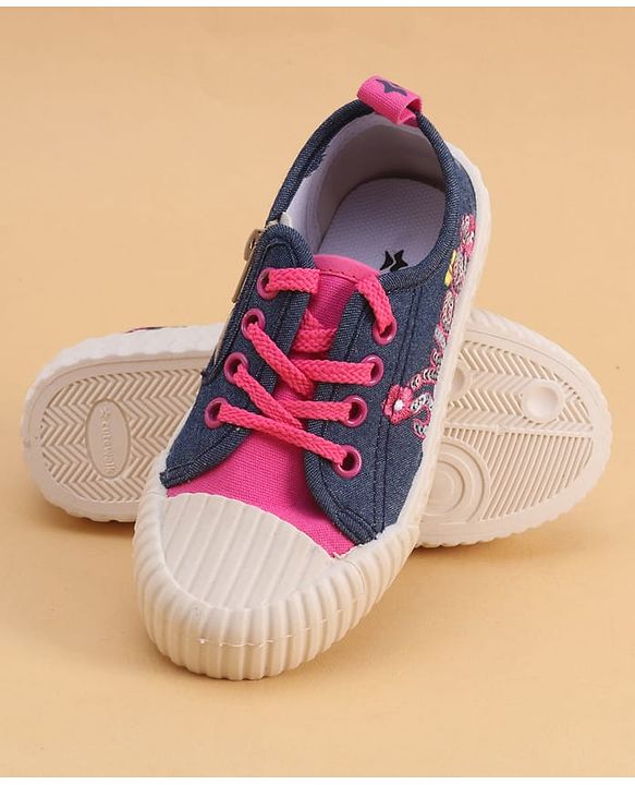 Cute Walk by Babyhug Lace Up Closure Casual Shoes with Sequin Applique - Fuchsia