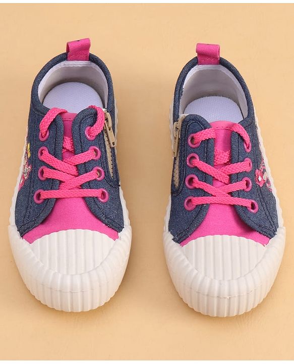 Cute Walk by Babyhug Lace Up Closure Casual Shoes with Sequin Applique - Fuchsia