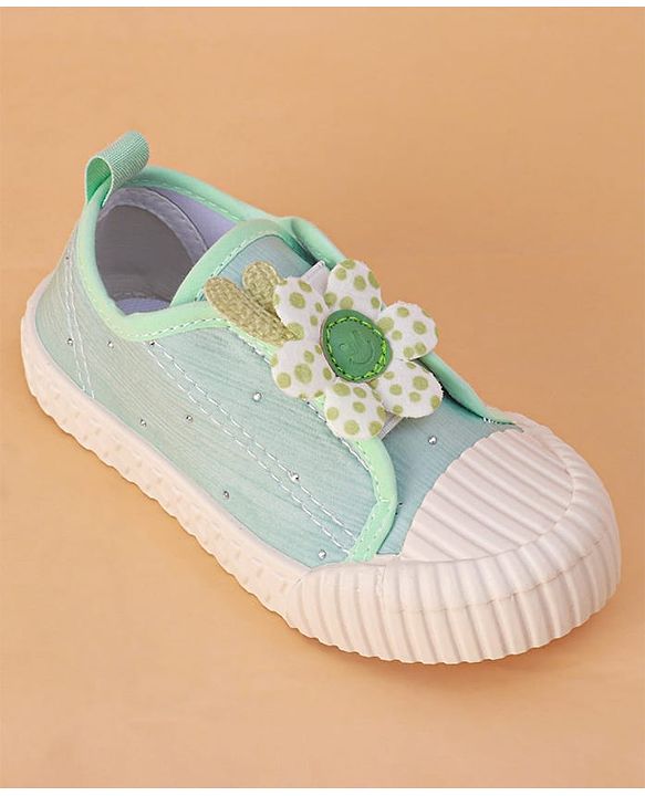 Cute Walk by Babyhug Slip on Casual Shoes with Floral Applique - Light Green