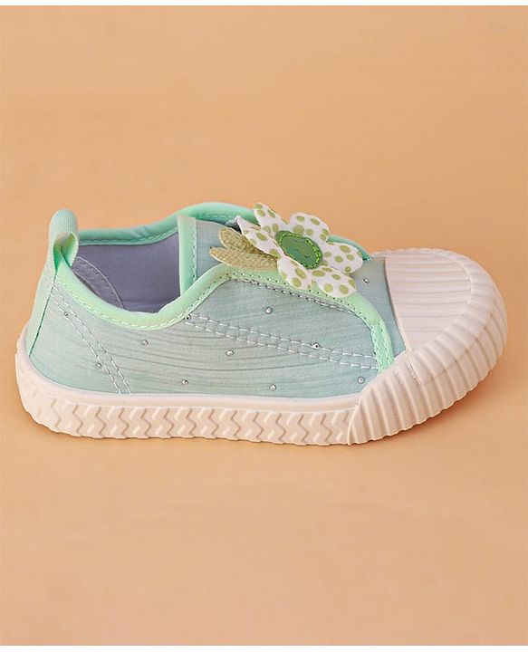 Cute Walk by Babyhug Slip on Casual Shoes with Floral Applique - Light Green