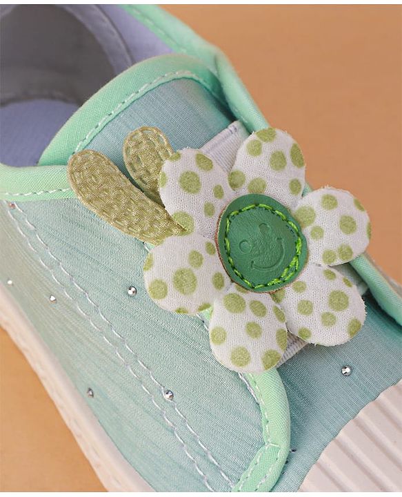 Cute Walk by Babyhug Slip on Casual Shoes with Floral Applique - Light Green