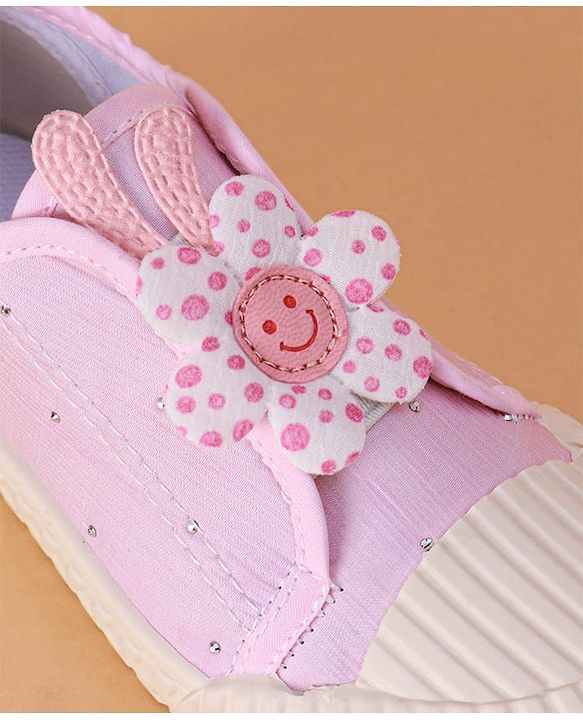 Cute Walk by Babyhug Slip on Casual Shoes with Floral Applique - Light Green