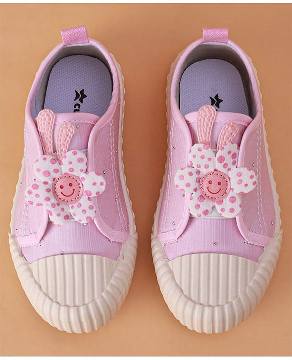 Cute Walk by Babyhug Slip on Casual Shoes with Floral Applique - Light Green