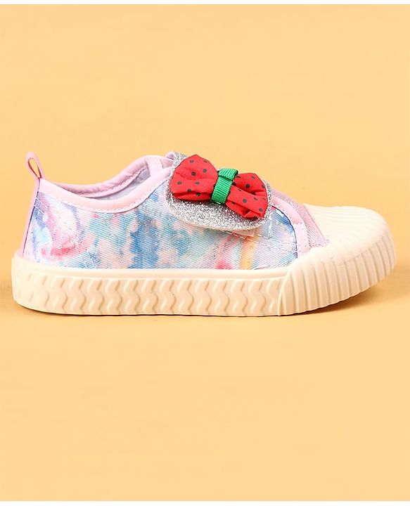 Cute Walk by Babyhug Casual Shoes with Velcro Closure & Bow Applique - Green & Orange
