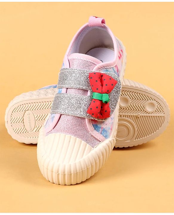 Cute Walk by Babyhug Casual Shoes with Velcro Closure & Bow Applique - Green & Orange