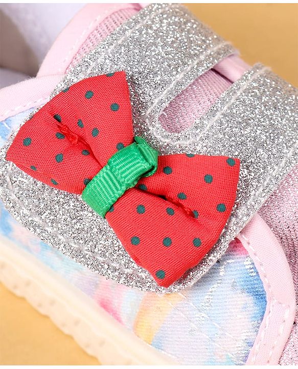 Cute Walk by Babyhug Casual Shoes with Velcro Closure & Bow Applique - Green & Orange