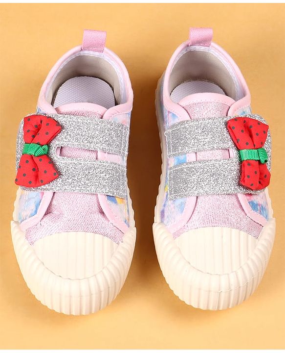 Cute Walk by Babyhug Casual Shoes with Velcro Closure & Bow Applique - Green & Orange
