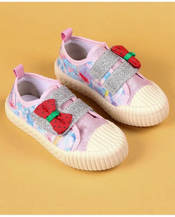 Cute Walk by Babyhug Casual Shoes with Velcro Closure & Bow Applique - Green & Orange