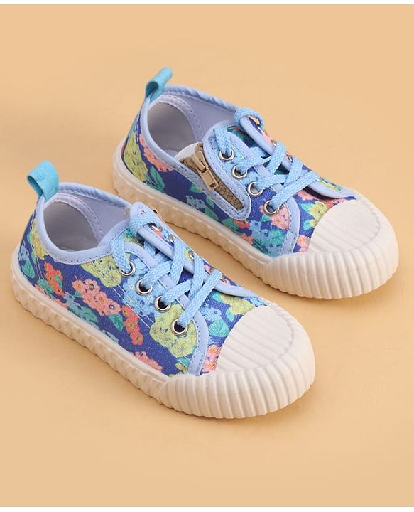 Cute Walk by Babyhug Lace up Closure Casual Shoes with Floral Print - Blue