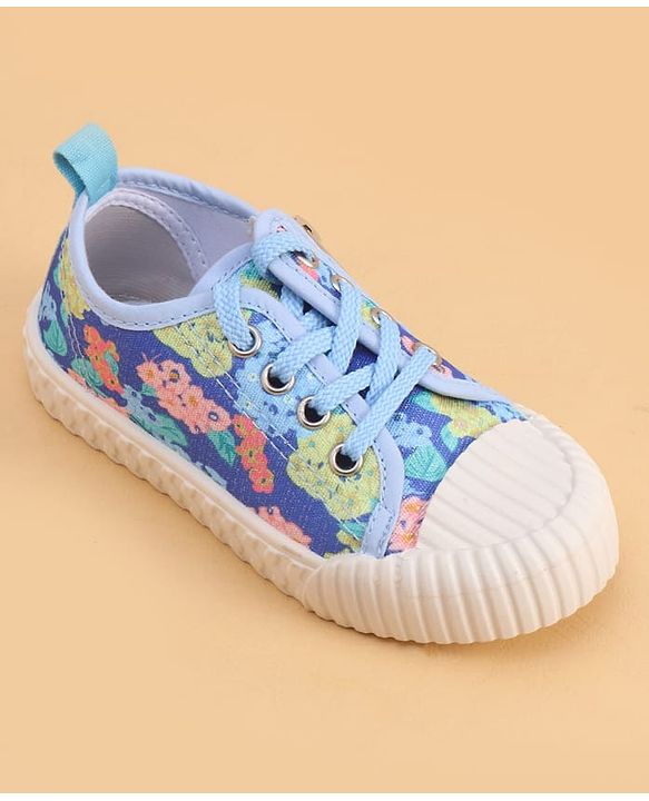 Cute Walk by Babyhug Lace up Closure Casual Shoes with Floral Print - Blue