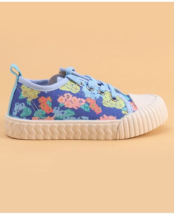 Cute Walk by Babyhug Lace up Closure Casual Shoes with Floral Print - Blue
