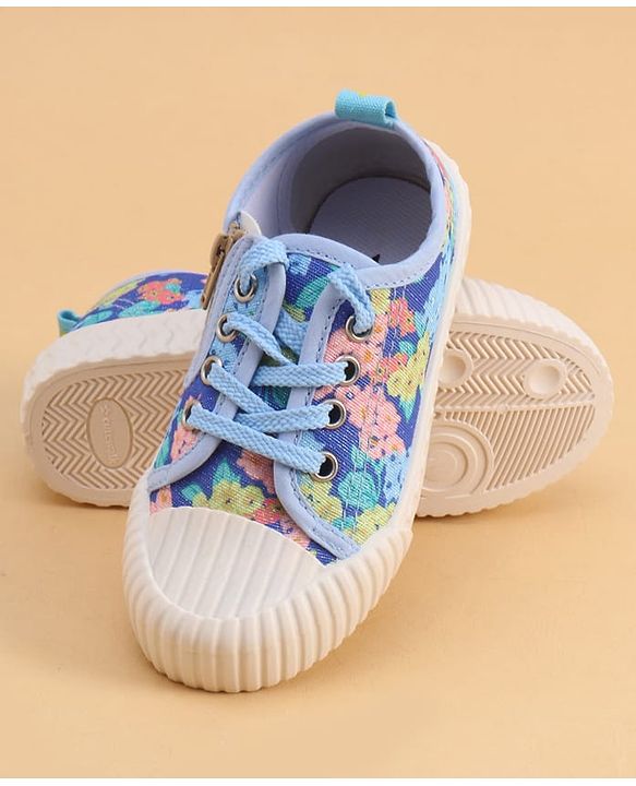 Cute Walk by Babyhug Lace up Closure Casual Shoes with Floral Print - Blue