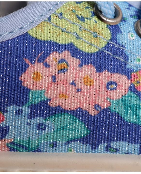 Cute Walk by Babyhug Lace up Closure Casual Shoes with Floral Print - Blue
