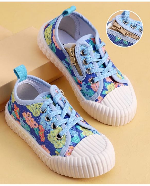 Cute Walk by Babyhug Lace up Closure Casual Shoes with Floral Print - Blue