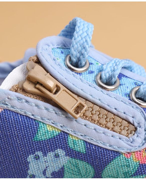Cute Walk by Babyhug Lace up Closure Casual Shoes with Floral Print - Blue