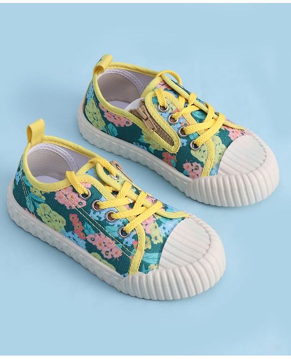 Cute Walk by Babyhug Lace up Closure Casual Shoes with Floral Print - Blue