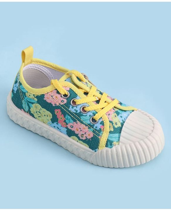 Cute Walk by Babyhug Lace up Closure Casual Shoes with Floral Print - Blue