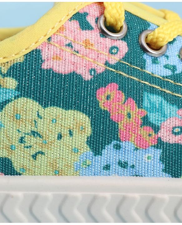 Cute Walk by Babyhug Lace up Closure Casual Shoes with Floral Print - Blue