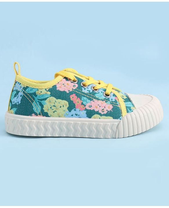 Cute Walk by Babyhug Lace up Closure Casual Shoes with Floral Print - Blue