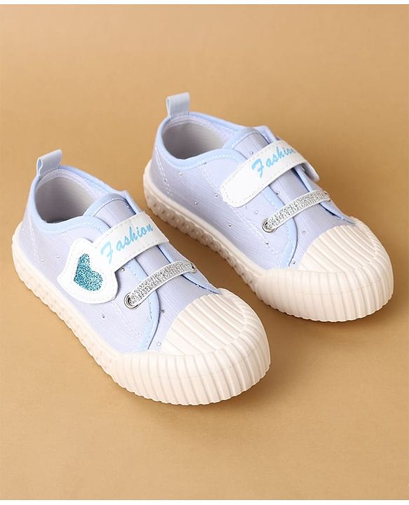 Cute Walk by Babyhug Velcro Closure Casual Shoes with Heart Sequin Detailing - Light Yellow