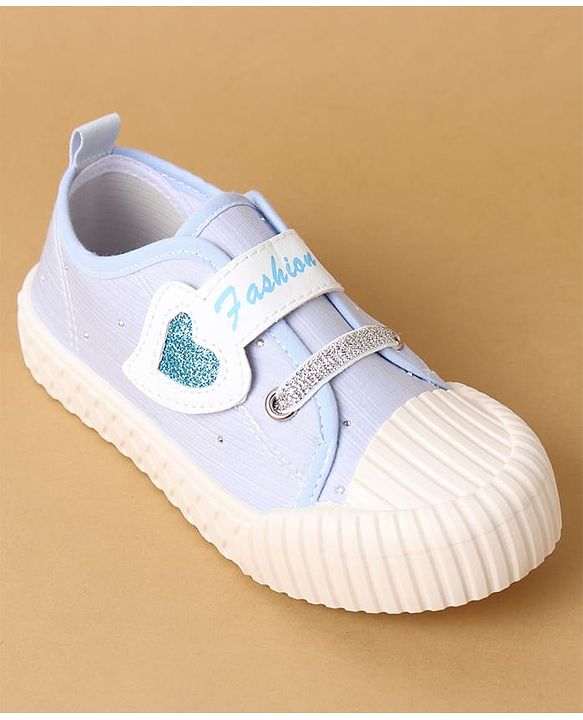 Cute Walk by Babyhug Velcro Closure Casual Shoes with Heart Sequin Detailing - Light Yellow