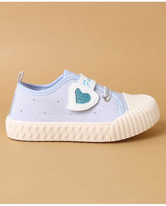 Cute Walk by Babyhug Velcro Closure Casual Shoes with Heart Sequin Detailing - Light Yellow