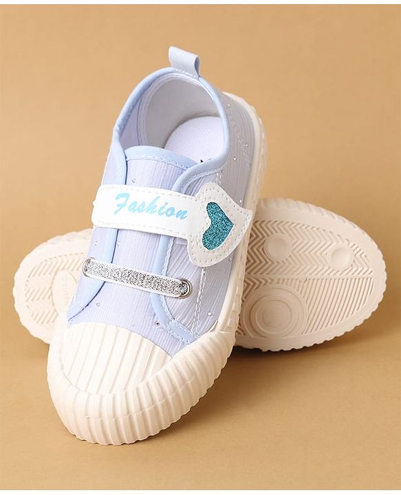 Cute Walk by Babyhug Velcro Closure Casual Shoes with Heart Sequin Detailing - Light Yellow