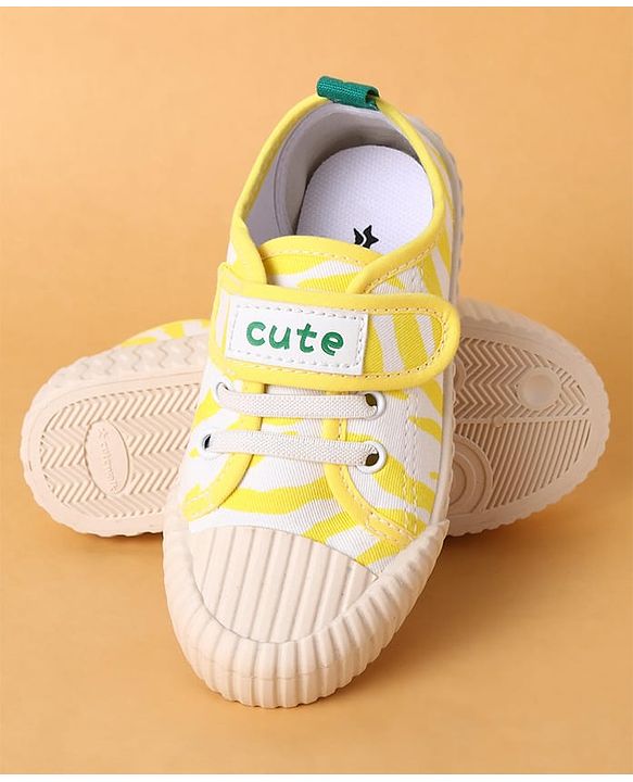 Cute Walk by Babyhug Velcro Closure Casual Shoes With Text Print - Yellow