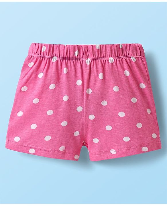 Babyhug Cotton Knit Half Sleeves Shorts Night Suit with Popsicle Print - White & Pink