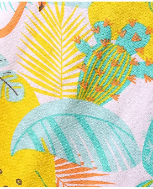 Babyhug Cotton Knit Half Sleeves Shorts Night Suit With Tropical Print - Multicolor