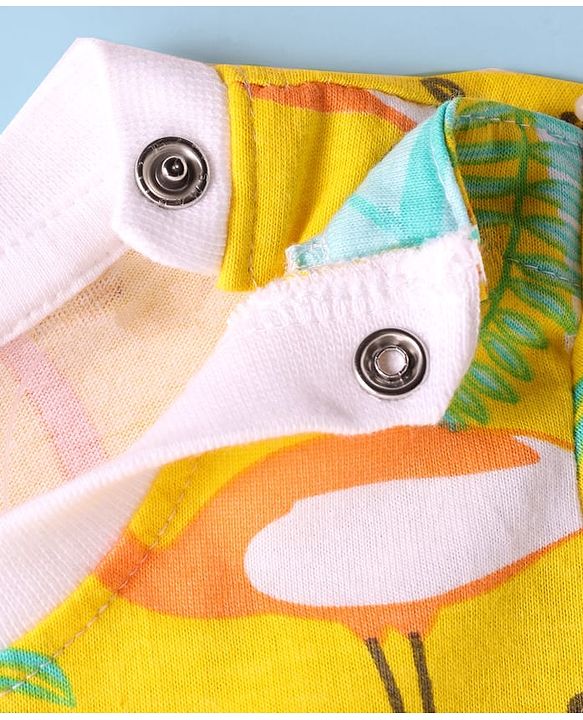 Babyhug Cotton Knit Half Sleeves Shorts Night Suit With Tropical Print - Multicolor