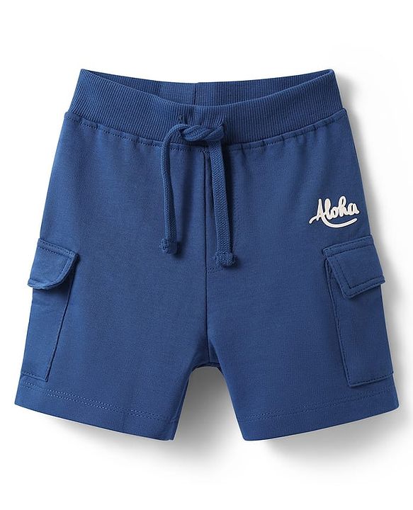 Babyhug Single Jersey Knit Sleeveless Tank T-Shirt & Shorts Set with Tropical Theme Print - Navy Blue