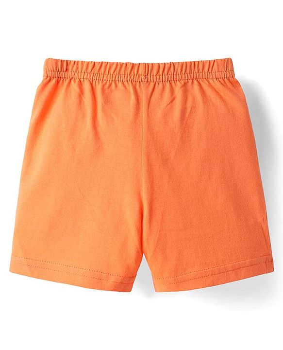 Babyhug 100% Cotton Single Jersey Knit Sleevelss Sando & Shorts Set With Stripes - Orange & Yellow