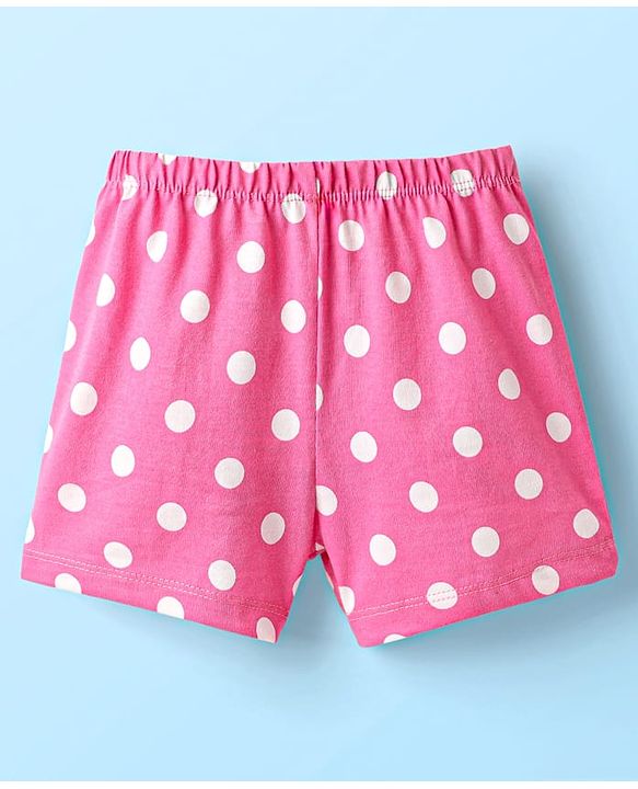 Babyhug 100% Cotton Single Jersey Knit Sleeveless Sando & Shorts Set With Floral & Polka Dots Print - Yellow & Pink