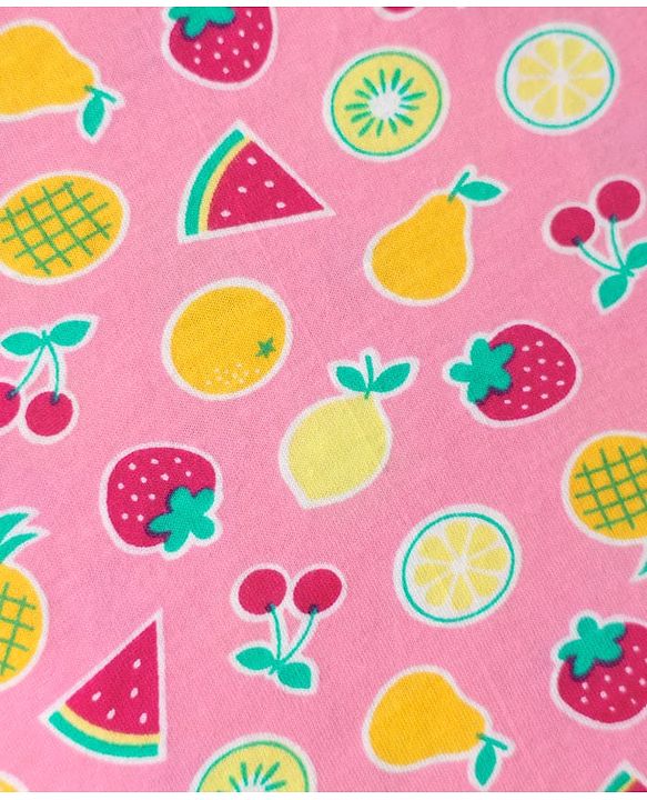 Babyhug 100% Cotton Single Jersey Knit Sando & Shorts Set With Fruit Print - Pink